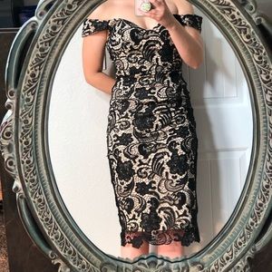 Black lace off the shoulder dress